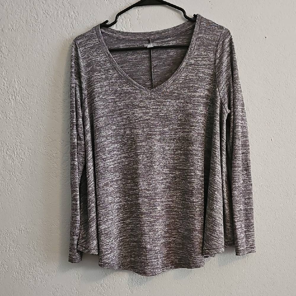 Aerie Heathered Gray V-Neck Flowy Blouse - Womens Size Small/Relaxed‎ Fit